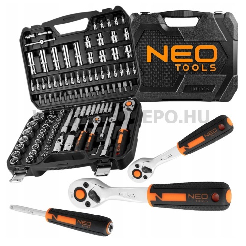 Neo Dugókulcs készlet 1/2" 1/4"  CrV 110 részes
