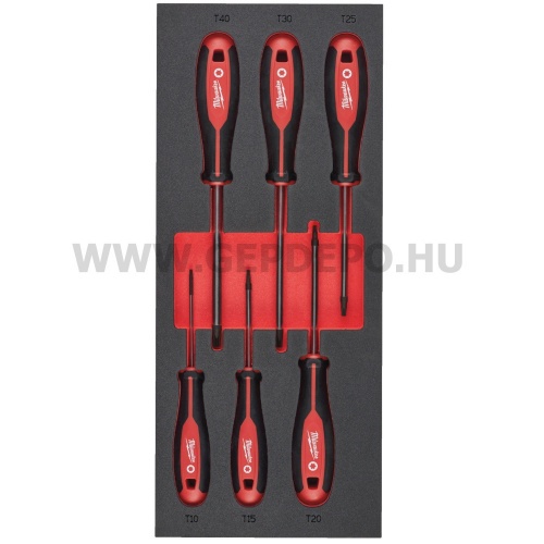 Milwaukee csavarhúzó készlet Tri-Lobe markolattal - 6 részes (T), habbetétben