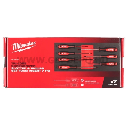 Milwaukee csavarhúzó készlet Tri-Lobe markolattal - 6 részes (SL), habbetétben