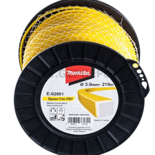 Makita szögletes damil, sárga, 3.0mm x 219m