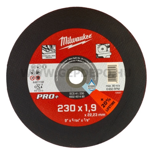 Milwaukee vágótárcsa fémhez 230x1,9mm