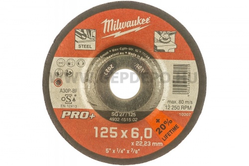 Milwaukee vágótárcsa fémhez 125x6mm