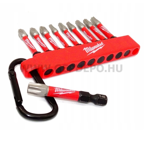 Milwaukee 10 darabos SHOCKWAVE™ ütésálló karabineres bitkészlet (pozi, torx)