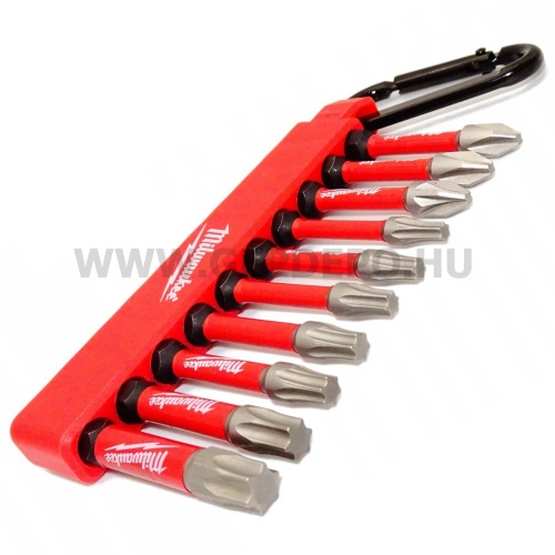 Milwaukee 10 darabos SHOCKWAVE™ ütésálló karabineres bitkészlet (pozi, torx)