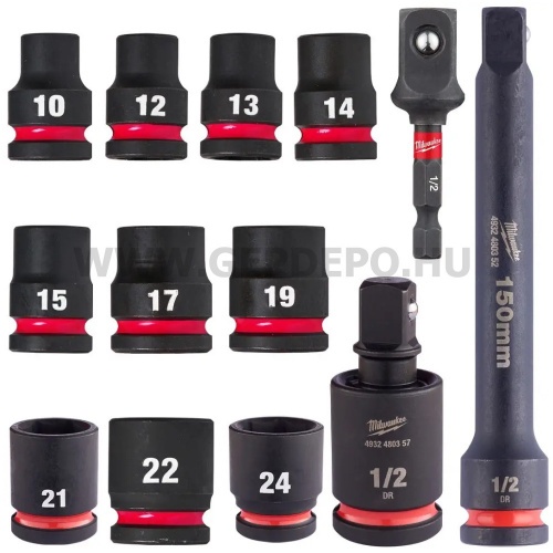 Milwaukee 1/2" SHOCKWAVE™ IMPACT DUTY dugókulcs rövid készlet (13 részes)