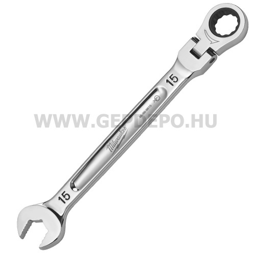 Milwaukee MAX BITE™ csuklós fejű racsnis csillag-villáskulcs 15 mm