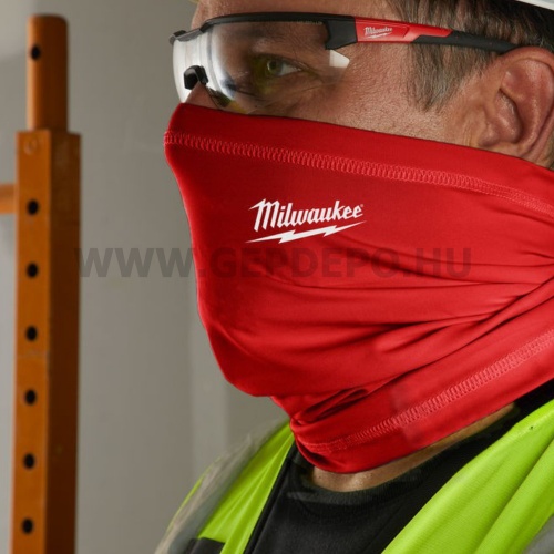 Milwaukee Prémium nyakvédős arcmaszk piros (csősál) UV védelemmel