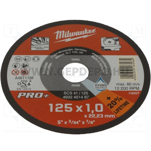 Milwaukee Vágókorong fémhez 125X1 Egyenes SC41 PRO+