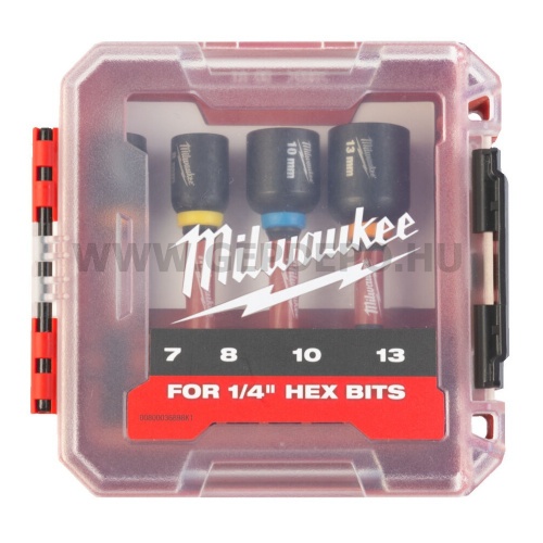 Milwaukee 1/4" HEX Befogású, Mágneses gépi dugókulcs készlet (5 részes)