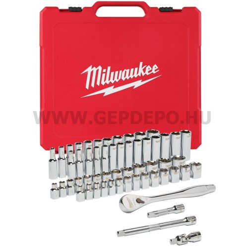 Milwaukee 3/8" Racsnis dugókulcs készlet metrikus és colos méret (56 részes)