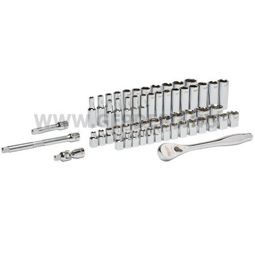Milwaukee 3/8" Racsnis dugókulcs készlet metrikus és colos méret (56 részes)