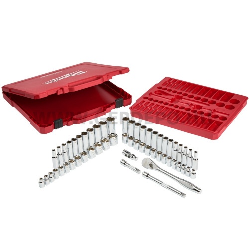 Milwaukee 3/8" Racsnis dugókulcs készlet metrikus és colos méret (56 részes)