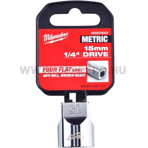 Milwaukee 1/4" Dugókulcsbetét rövid, 15 mm