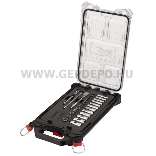 Milwaukee "1/4˝racsnis dugókulcs készlet metrikus (28 részes) PACKOUT™ keskeny rendszerezőben