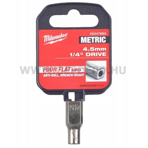Milwaukee 1/4" Dugókulcsbetét rövid, 4,5 mm