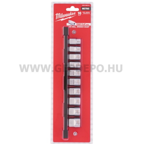 Milwaukee 3/8" Dugókulcsok rövid, metrikus, tartósínen 10 db