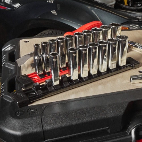 Milwaukee 3/8" Dugókulcsok rövid, SAE, tartósínen 10 db