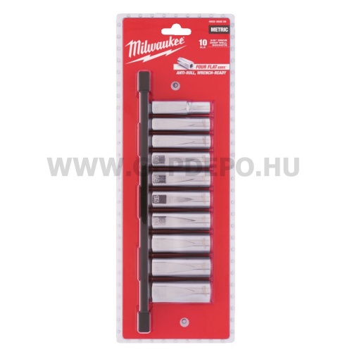 Milwaukee 3/8" Dugókulcsok hosszú, metrikus, tartósínen 10 db