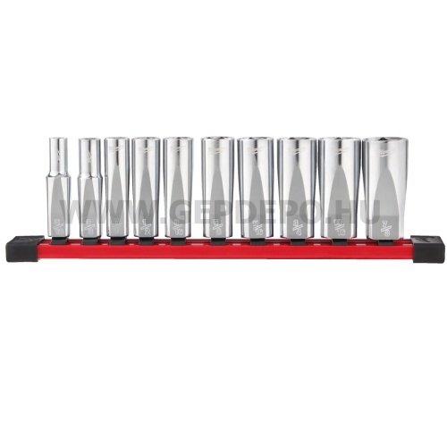 Milwaukee 3/8" Dugókulcsok hosszú, SAE, tartósínen 10 db