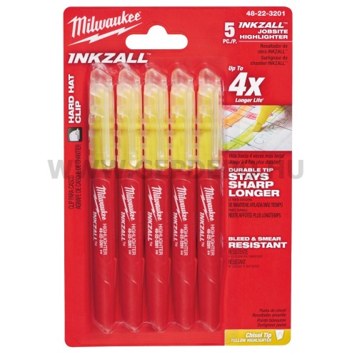 Milwaukee Inkzall szövegkiemelő filc készlet - 5 db-os, sárga