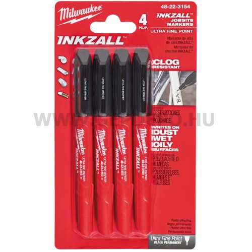 Milwaukee Inkzall vékony jelölőfilc készlet - 4 db-os, fekete