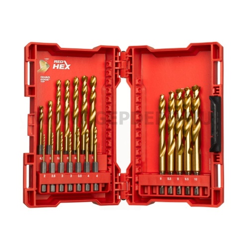 Milwaukee RED HEX SHOCKWAVE™ HSS-G titán-nitrid fémfúrószár készlet - 19 részes