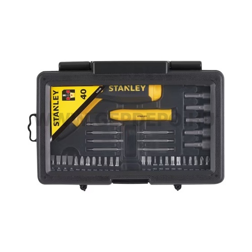 Stanley pisztolymarkolatú racsnis multibit csavarhúzó készlet - 39 részes, ládában