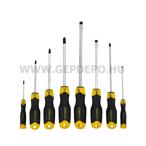 Stanley CushionGrip csavarhúzó készlet - 8 részes (SL, PH), Transmodule tálcában