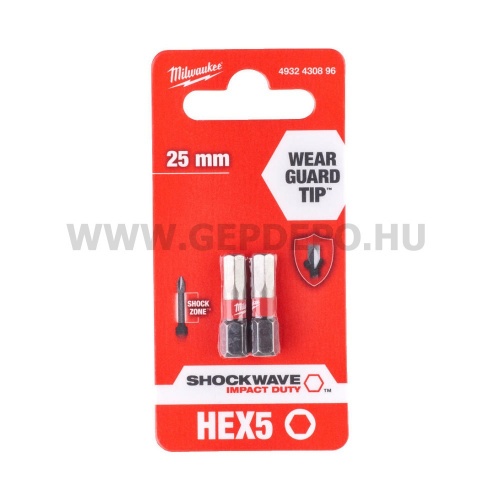 Milwaukee Shockwave Impact Duty imbusz bit HEX5x25 mm - 2 db