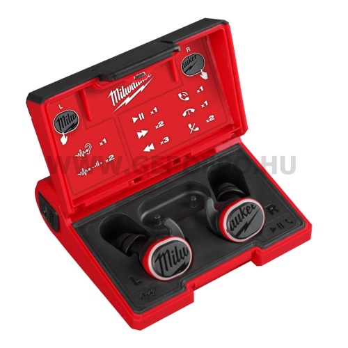 Milwaukee Bluetooth-os hallásvédő füldugó - akkumulátorral, USB kábbellel, díszdobozban