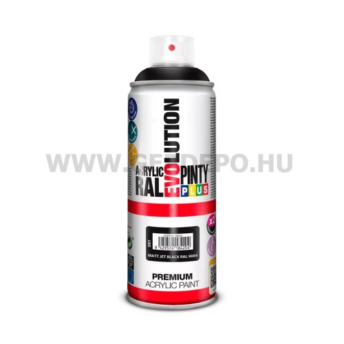 PintyPlus Evolution RAL9005 matt akril spray - 400 ml, mélyfekete
