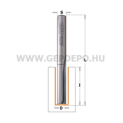 CMT keményfém kétélű horonymaró, hosszú - D: 12 mm, L: 108 mm, S: 12 mm
