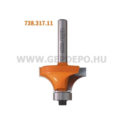 CMT szimplavállas rádiuszmaró csapággyal R: 16 mm, D: 44,5 mm, L: 63,5 mm, S: 8 mm