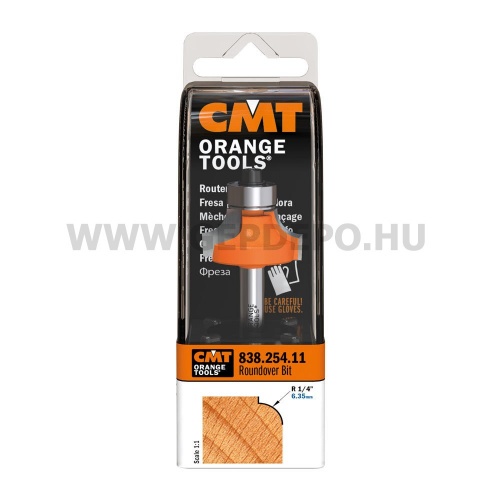 CMT szimplavállas rádiuszmaró csapággyal R: 16 mm, D: 44,5 mm, L: 63,5 mm, S: 8 mm
