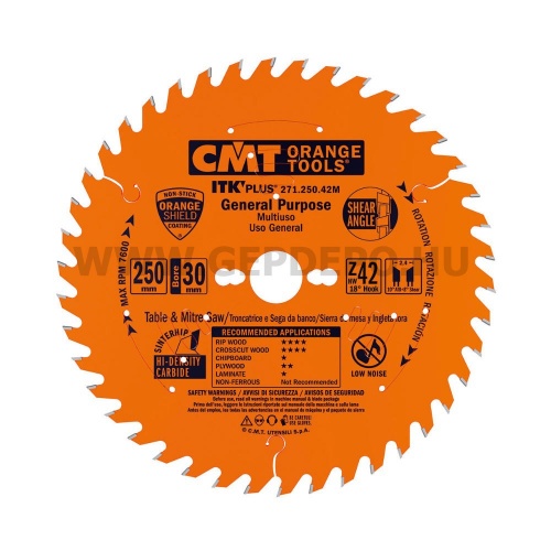 CMT fűrésztárcsa szálirányú favágáshoz 210mm Z36