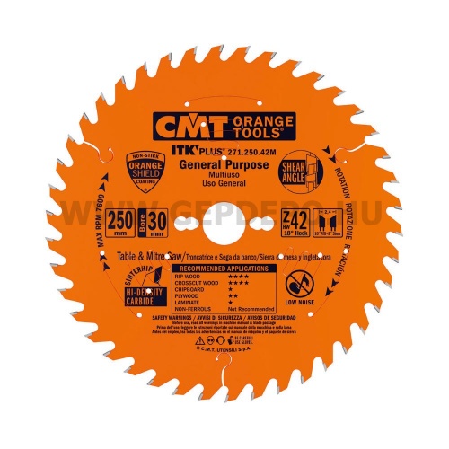 CMT ITK Plus hossz- és keresztvágó körfűrészlap 216mm f:30 Z36