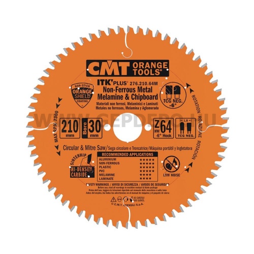 CMT ITK Plus kompozit, színesfém és bútorlap vágó körfűrészlap 216mm f:30 Z64