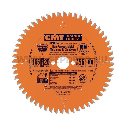 CMT ITK Plus kompozit, színesfém és bútorlap vágó körfűrészlap 216mm f:30 Z64