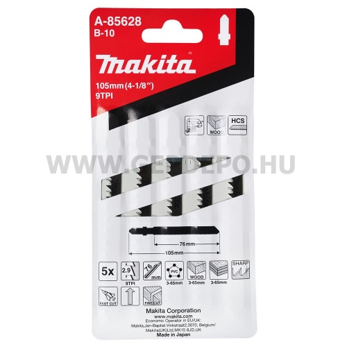 Makita HCS B-10 szúrófűrészlap FA, befejező, TPI:9, 105 mm - 5 db