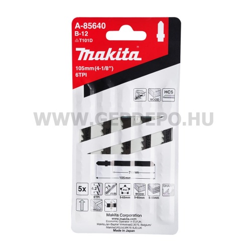 Makita HCS B-12 szúrófűrészlap FA, befejező, TPI:6, 105 mm - 5 db (T101D)