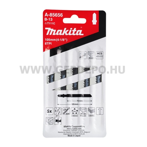 Makita HCS B-13 szúrófűrészlap FA, általános, TPI:8, 105 mm - 5 db (T111C)