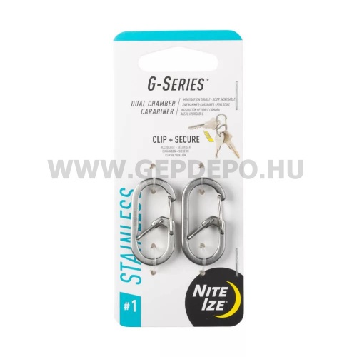 Nite Ize G-Series dupla kamrás karabiner #1, acél - 2 db