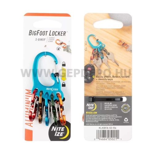 Nite Ize Bigfoot Locker Keyrack kulcstartó karabiner, alumínium/színes