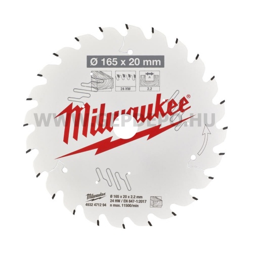 Milwaukee GEN II körfűrészlap kézi körfűrészhez 165mm f:20 Z24