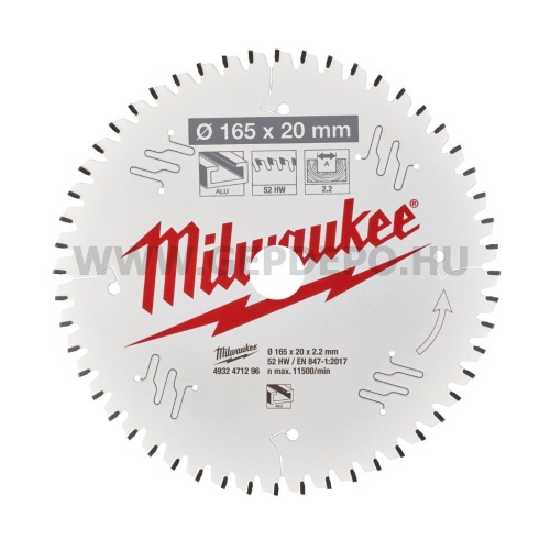 Milwaukee GEN II körfűrészlap kézi körfűrészhez 165mm f:20 Z52