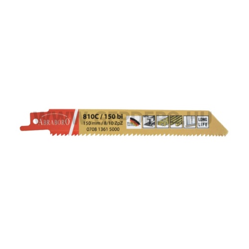 Abraboro 1/2" BiM orrfűrészlap FÉM, ABLAKKERET, RAKLAP, SZÖGES FA, TPI:8-10, 150 mm - 5 db
