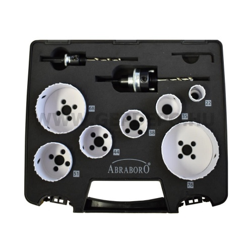 Abraboro HSS-Co lyukfűrész készlet, ELEKTROMOS - 10 részes, kofferben