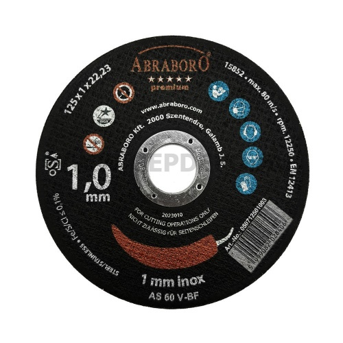 Abraboro Chili INOX prémium (black) fémvágó korong csomag f:22,3 125x1 mm - 12 db