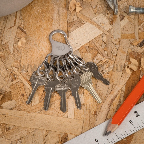 Nite Ize KeyRack Locker acél kulcstartó - 6 db S Biner karabinerrel