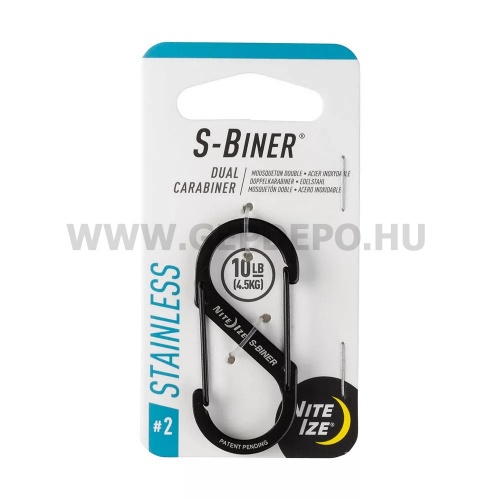 Nite Ize S-Biner acél dupla karabiner, #2, fekete